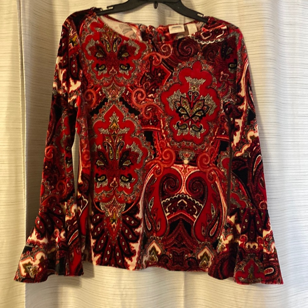 Chico red paisley velvet top